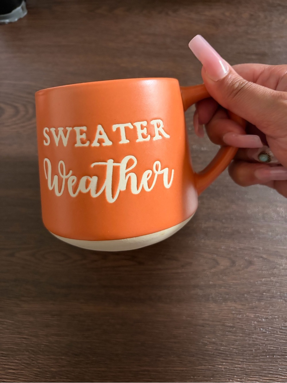 Orange "Sweater Weather" Ceramic Mug